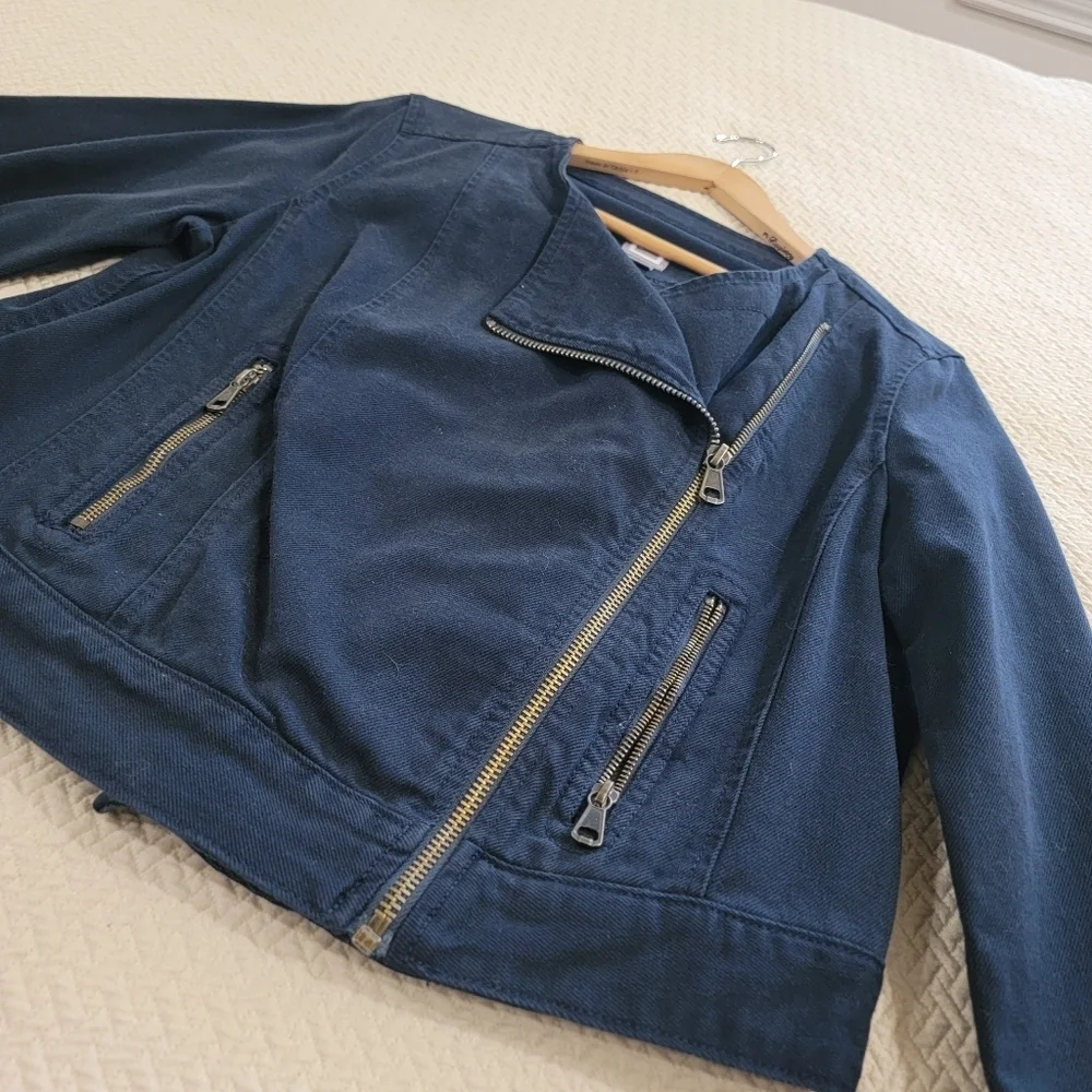 JCP Blue Denim Jacket Women's Size Large Zipper Front